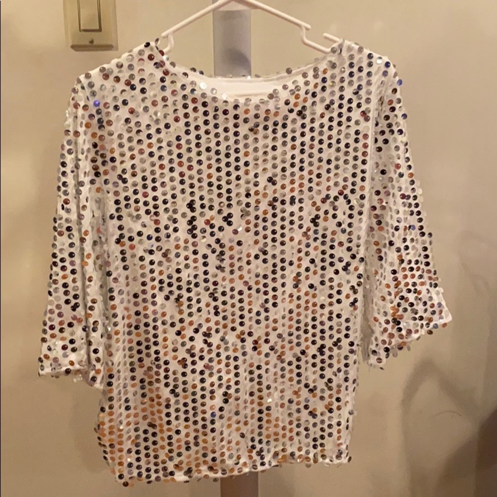 Silver shimmy top